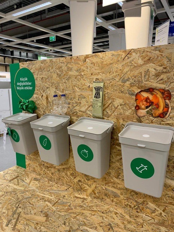 IKEA sürdürülebilir atık ayrıştırma ürünleri sergileme podyumu